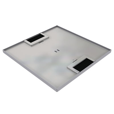 Produktbild DBK 260 052  -  Doppelboden-Auslass DBK 260 inkl. Deckel (SVZ) mit 5mm Vertiefung und 2 Bürstenauslässen